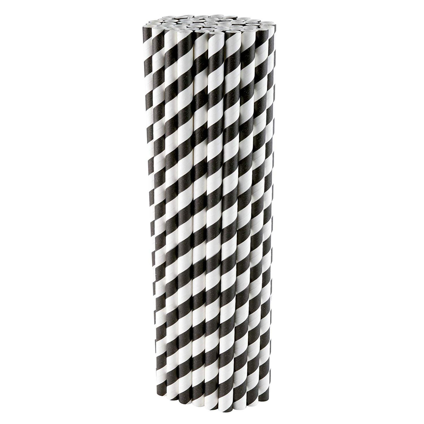 250 Black/White Paper Straws - 6mm x 200mm (8")