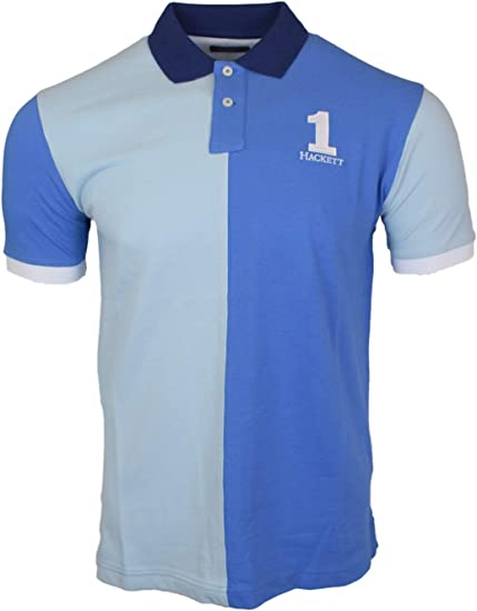 Hackett London Half Split Polo - Aqua/Sky Blue