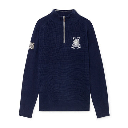 Hackett London Snow Polo Half Zip Jumper - Navy