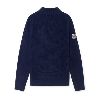 Hackett London Snow Polo Half Zip Jumper - Navy