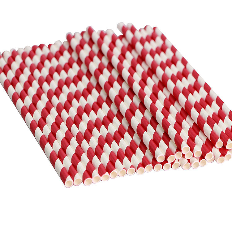 250 Red/White Paper Straws - 6mm x 200mm (8")