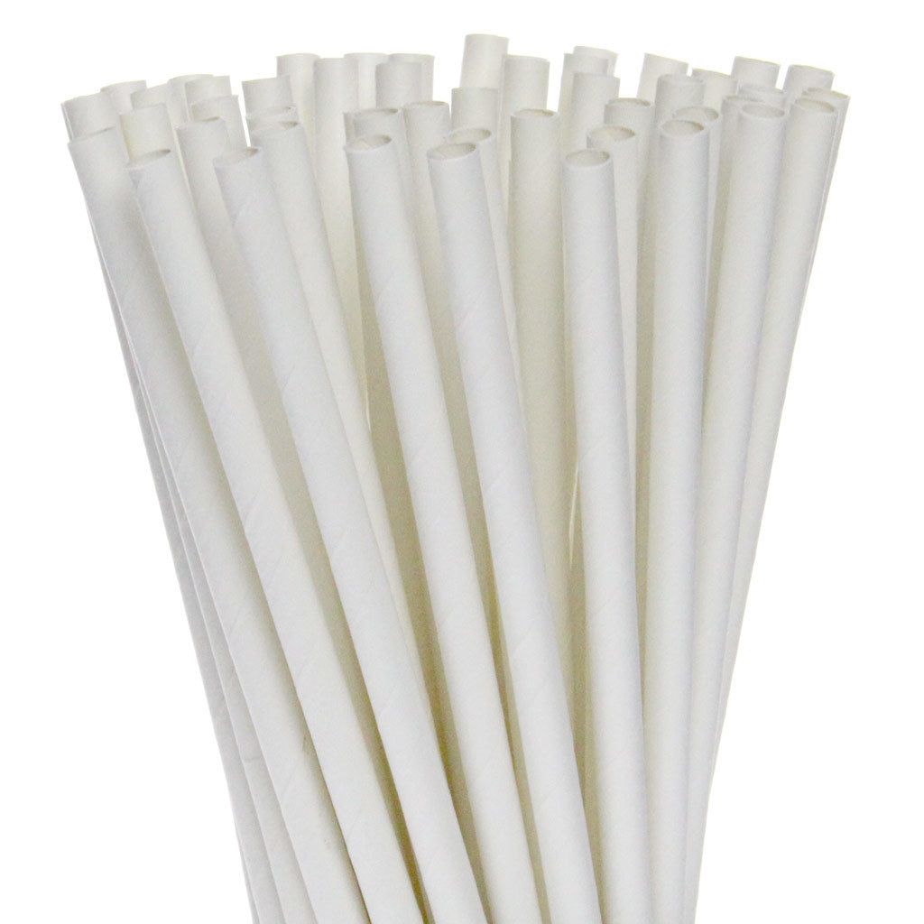 250 White Paper Straws - 6mm x 200mm (8")